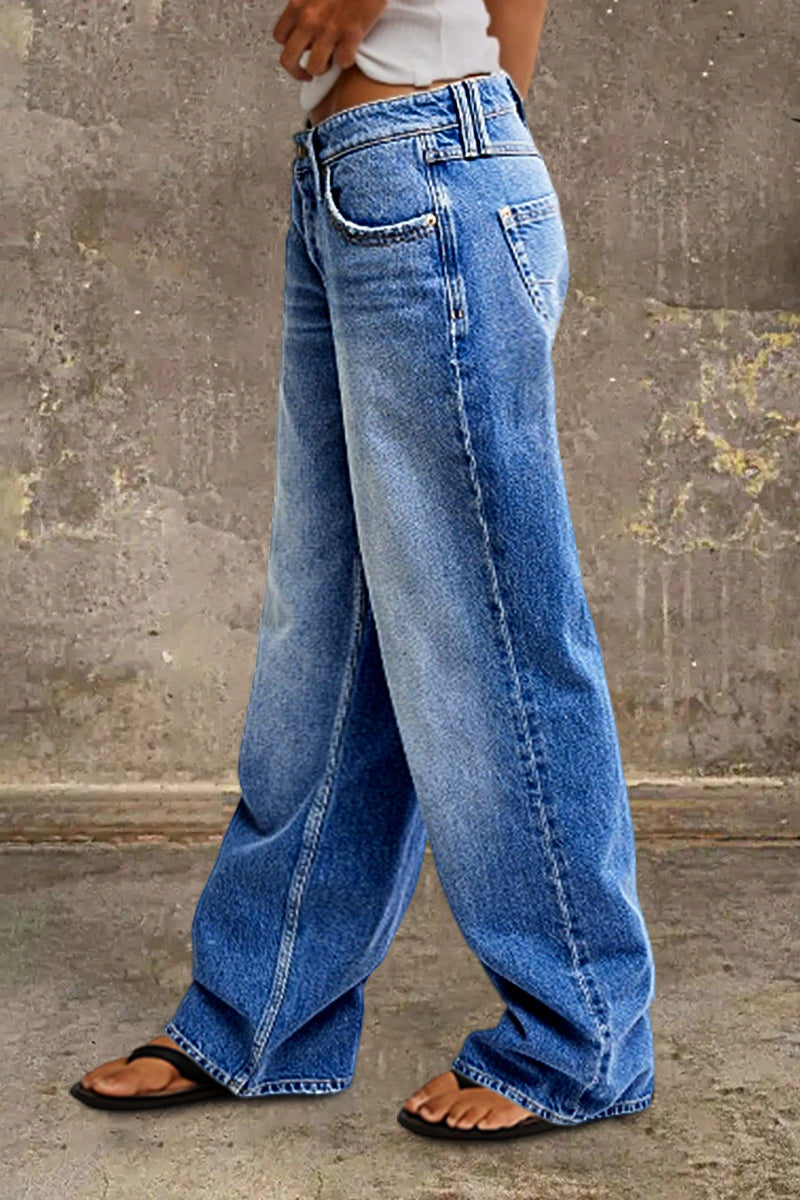 Women's Mid-Rise Straight Fit Denim Jeans