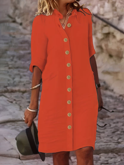Hannah | Women's Casual Midi Dress with Button Placket