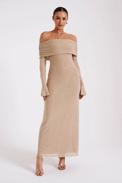 Astella | Women's Sequin Maxi Dress with Long Sleeve