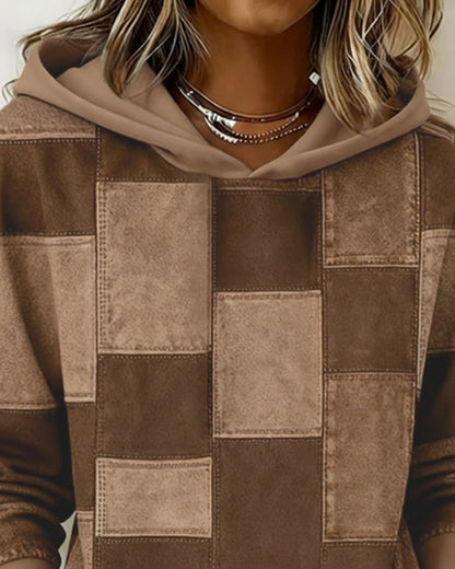 Women's Chic Long-Sleeve Checkered Hoodie