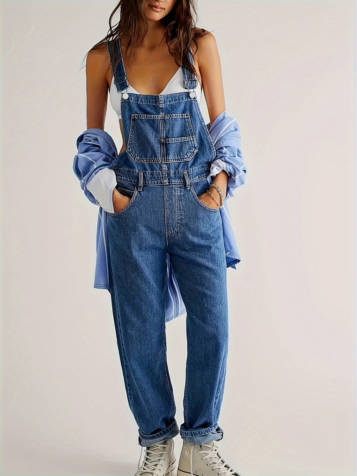 Wendy | Women's Relaxed Trendy Denim Overalls with Pockets