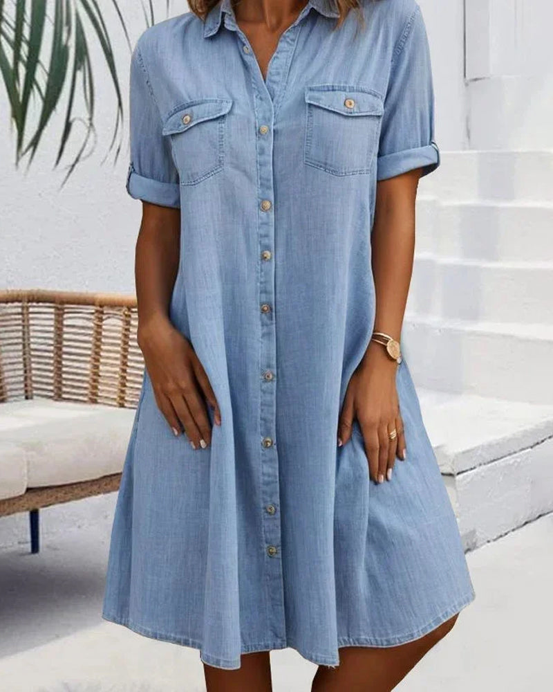 Sandra | Women's Airy Summer Dress with Round Neck and Short Sleeve