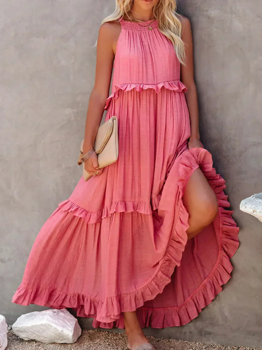 Sarah | Women's Halter Ruffle Maxi Dress (Almost Sold Out)