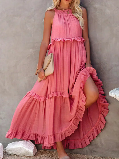 Sarah | Women's Halter Ruffle Maxi Dress (Almost Sold Out)