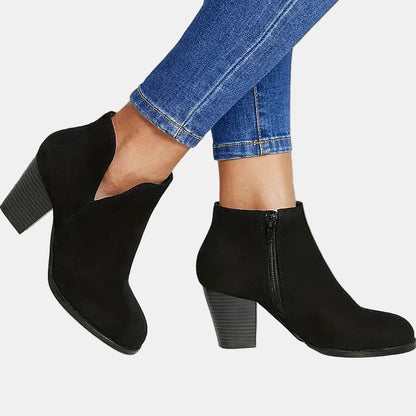 Hailey | Women's Cushioned Slip-On Block Heel Ankle Boots
