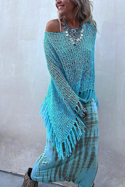 Women's Sunset Breeze Tassel Cover-Up with Hollow-Out Design