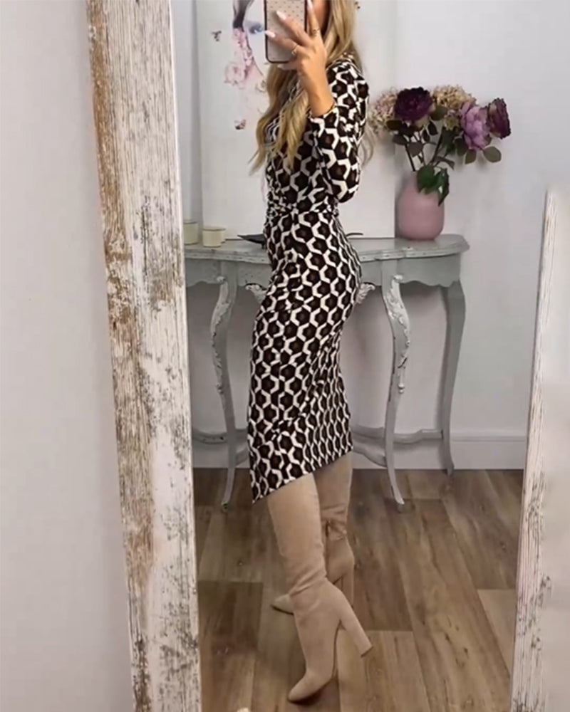 Donna | Women's Comfy Printed Slit Midi Dress with Side Slit