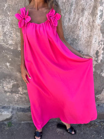 Stacey | Women's Floral Midi Dress with U-shaped Neckline
