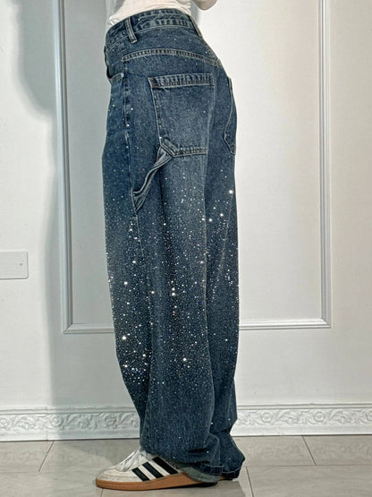 Women's Shiny Carpenter-Style Denim Jeans