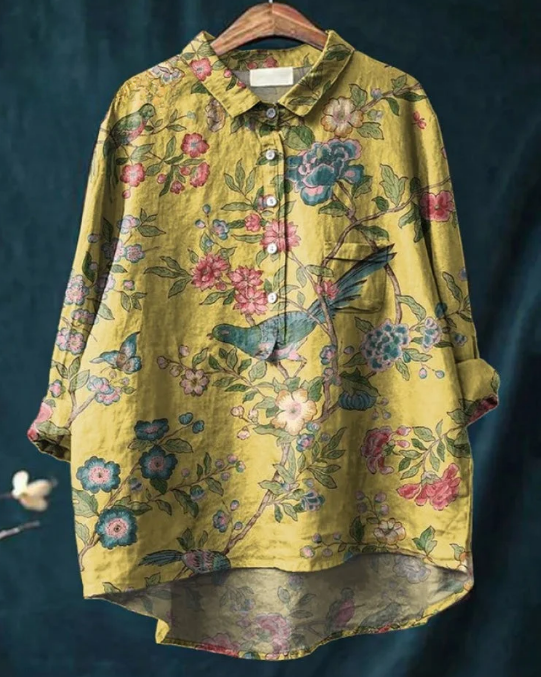 Jaclynn | Women's Floral Shirt with Ruffle Detail