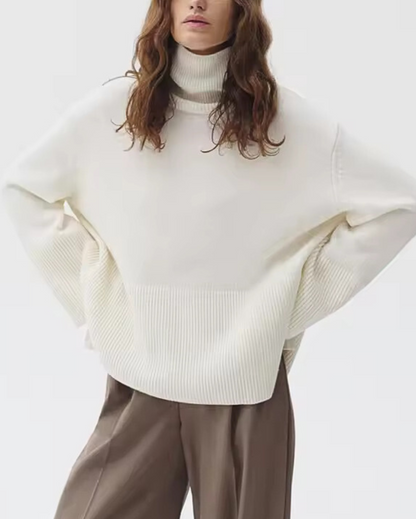 Emma | Women's Longline Roll Neck Jumper with Side Slit