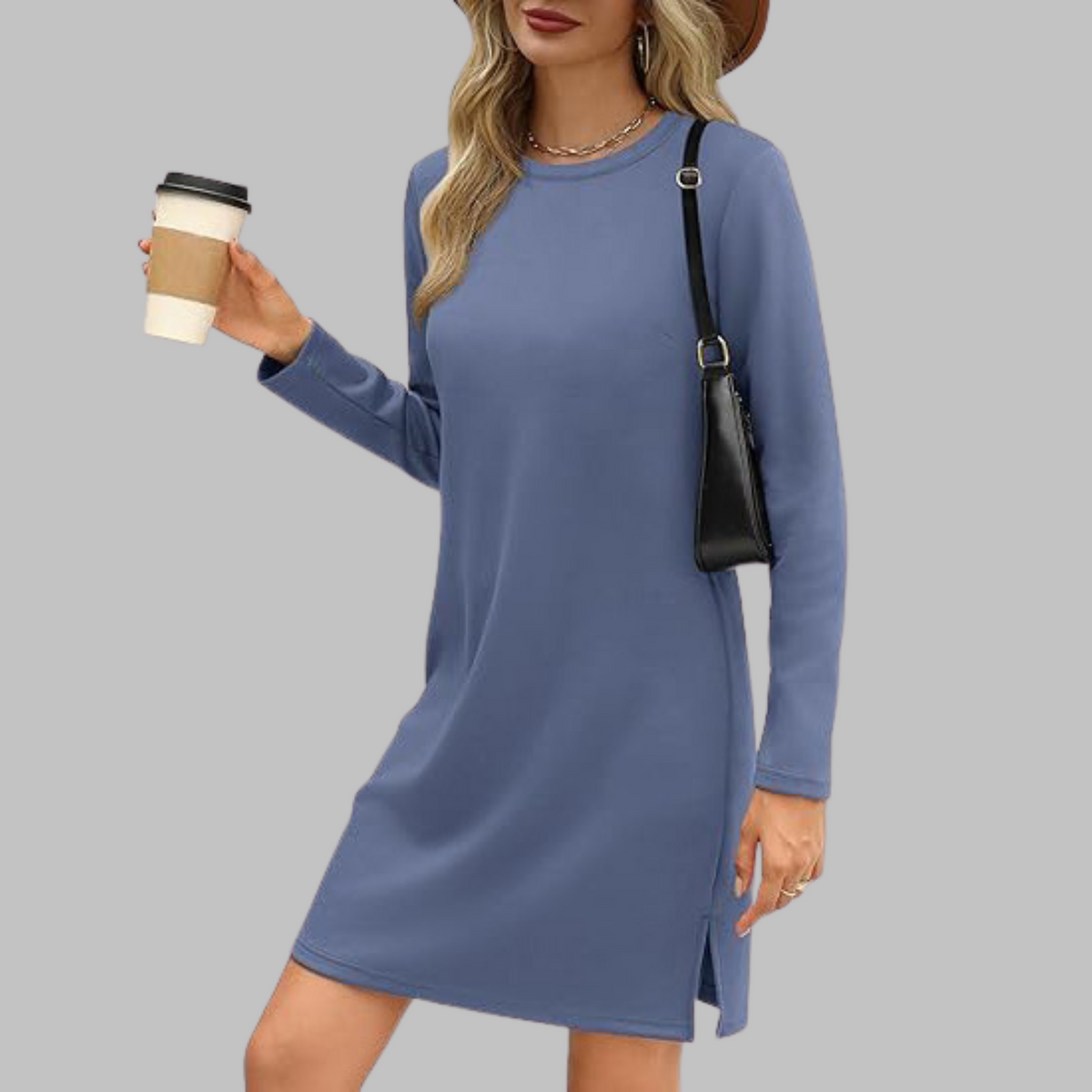 Talia | Women's Casual Long Sleeve Round Neck Mini Dress