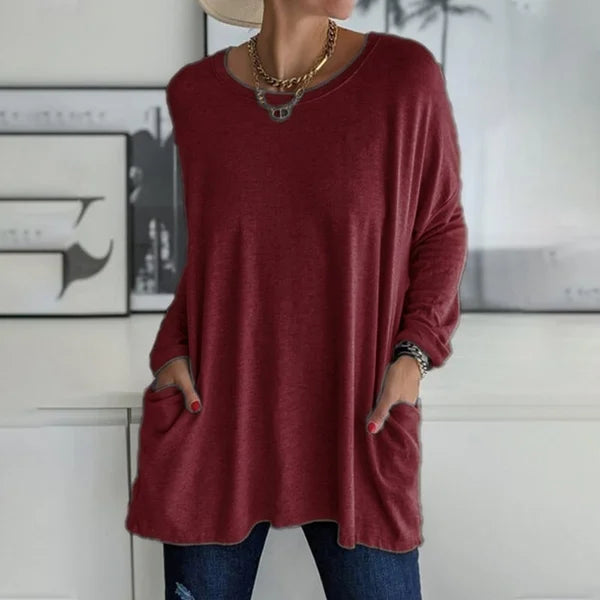 Aelira | Women's Longline Relaxed Long Sleeve Top