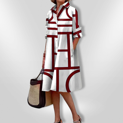 Helena | Women's Timeless Geometric Patterned Midi Dress