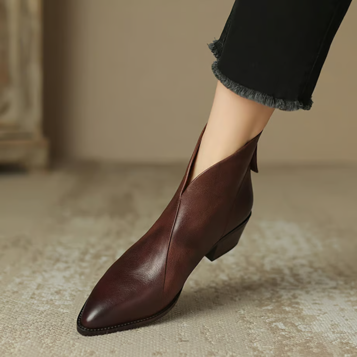 Celeste | Women's Cushioned Pointed-Toe Luxury Low-Heel Ankle Boots