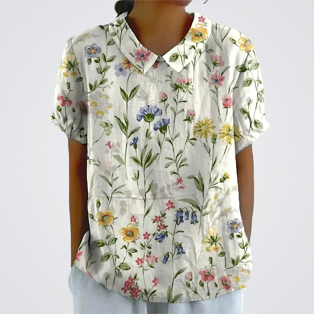 Lina | Women's Stylish Floral Blouse with Short Sleeve