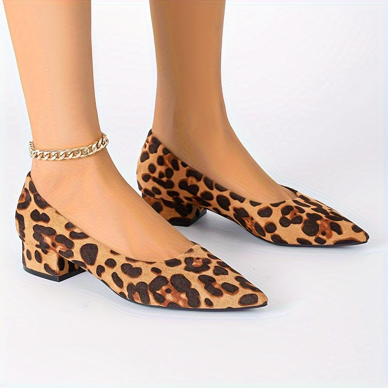 Dina | Women's Cushioned Slip-On Leopard Print Pointed-Toe Heels
