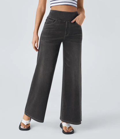 Quinn | Women's High Waisted Wide Leg Jeans with Pockets