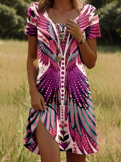 Julia | Women's Vibrant Bohemian-Style Mini Dress