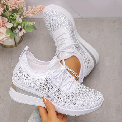 Women's Cushioned Lace-Up Comfortable Breathable Orthopedic Trainers for Everyday Wear