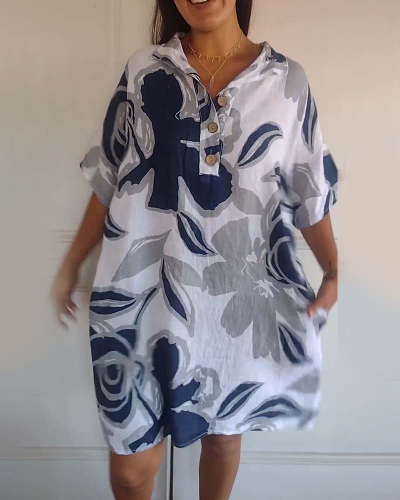 Bianca | Women's Relaxed Floral Shirt Dress with Pockets