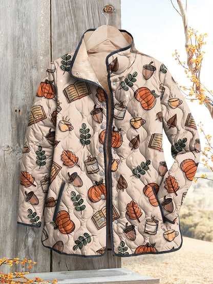 Women's Relaxed Cozy Autumn Print Quilted Jacket