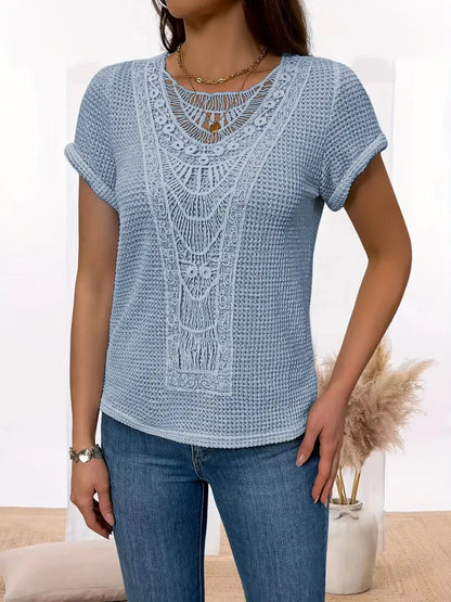 Megan | Women's Stylish Round Neckline Shirt with Ruffle Detail