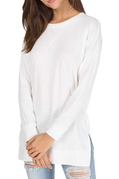 Violet | Women's Longline Long-Sleeved Side Slit Loose Top