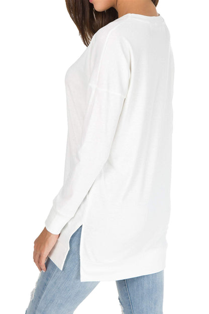 Violet | Women's Longline Long-Sleeved Side Slit Loose Top