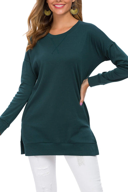 Violet | Women's Longline Long-Sleeved Side Slit Loose Top