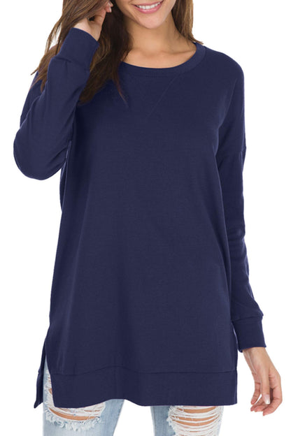 Violet | Women's Longline Long-Sleeved Side Slit Loose Top