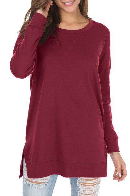 Violet | Women's Longline Long-Sleeved Side Slit Loose Top
