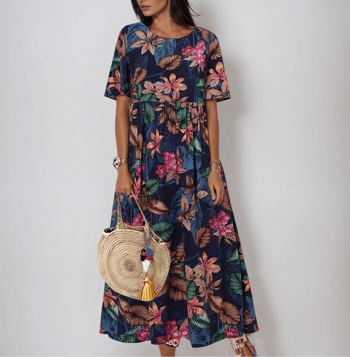 Lovi | Women's Chic Summer Floral Midi Dress
