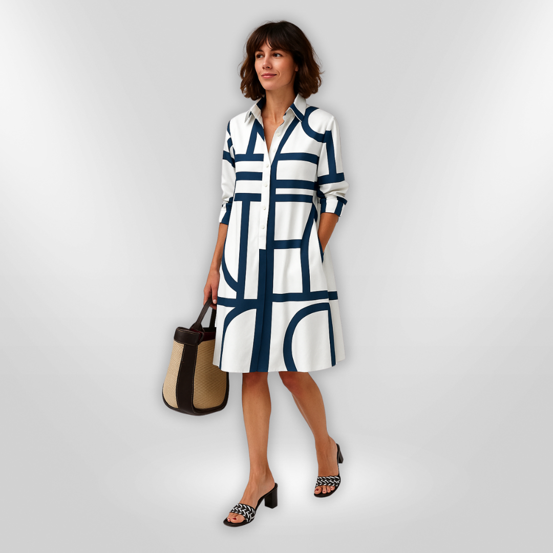 Helena | Women's Timeless Geometric Patterned Midi Dress