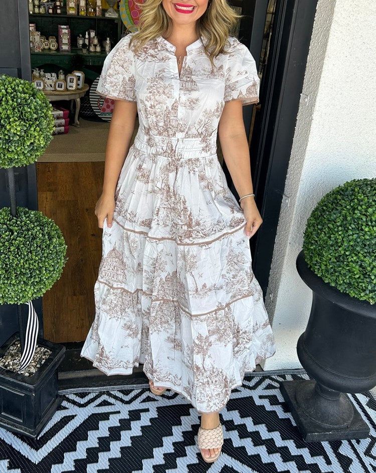 Eliza | Women's Classic Toile Maxi with Smocking