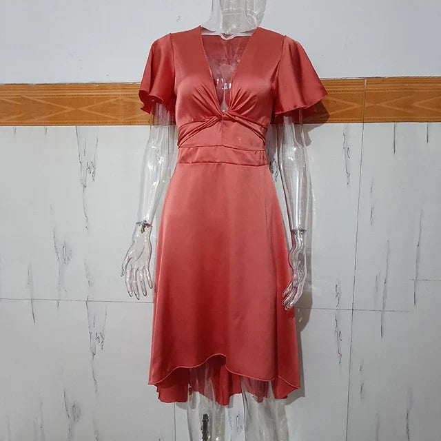 Edvige | Women's Rosewood Maxi Dress with Ruffle Detail
