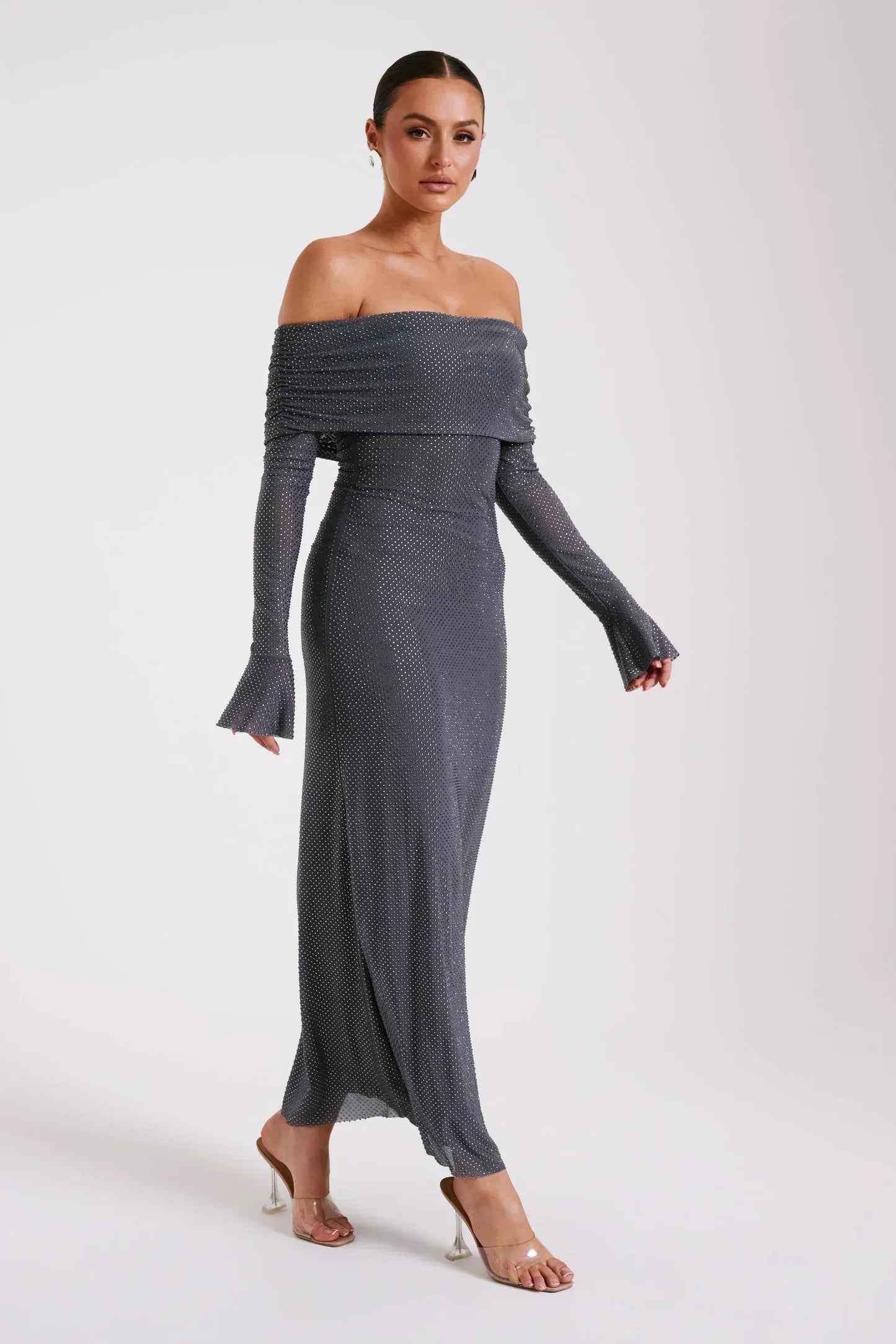 Astella | Women's Sequin Maxi Dress with Long Sleeve