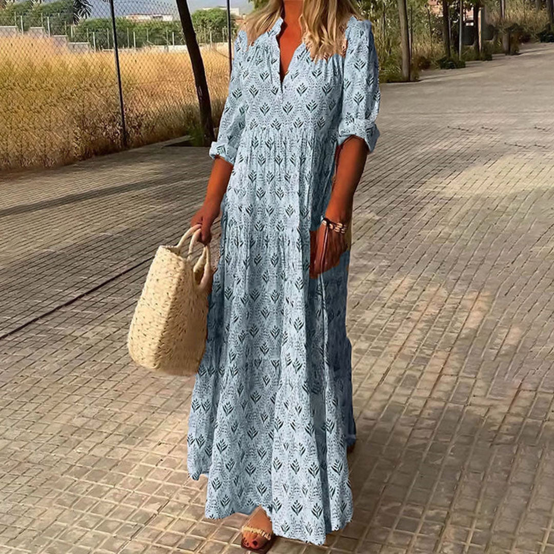 Clarissa | Women's Chic Boho Maxi Dress with V-Neck