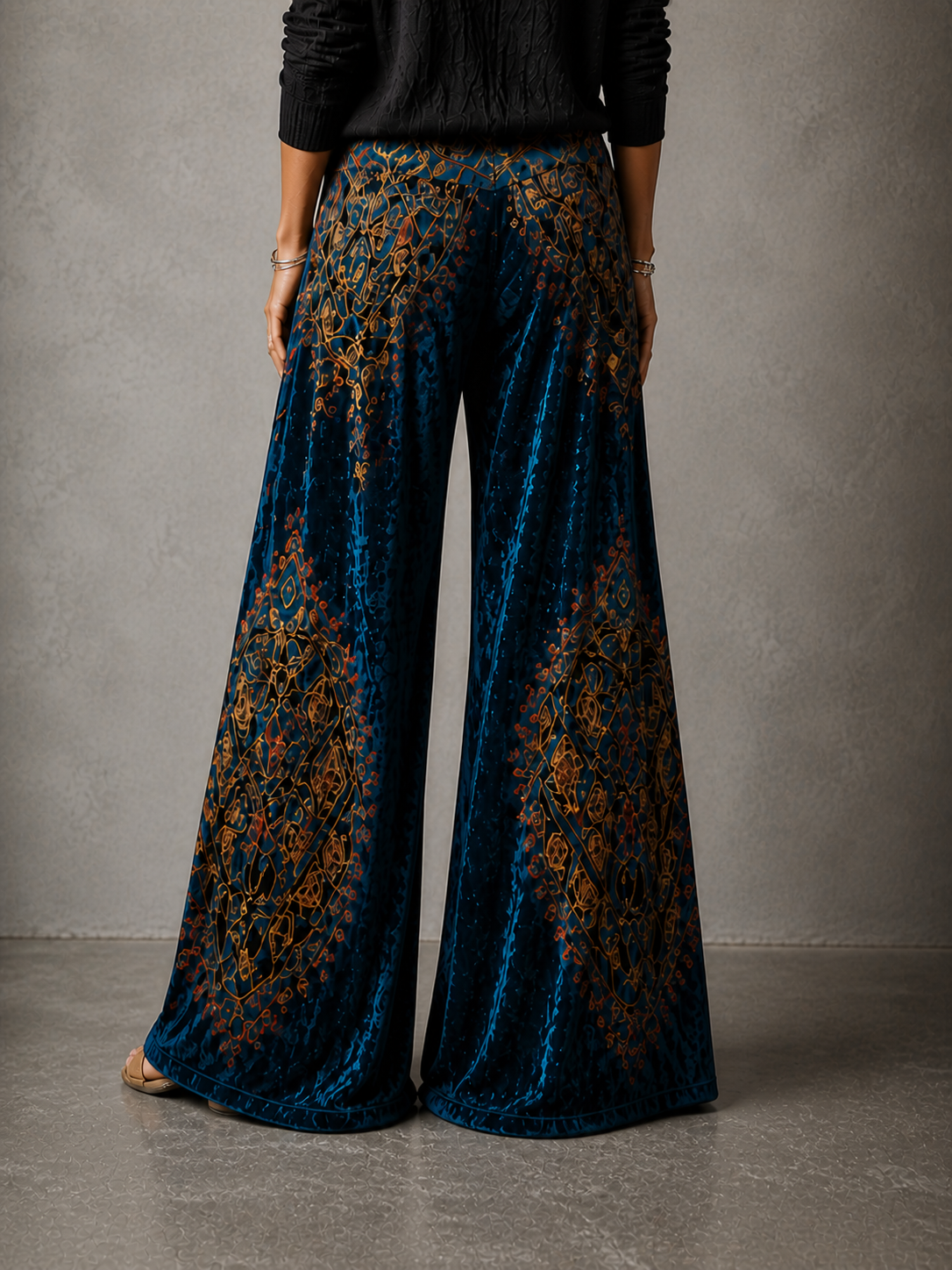 Maude | Women's Coastal Boho Relaxed Wide-Leg Trousers with Pockets