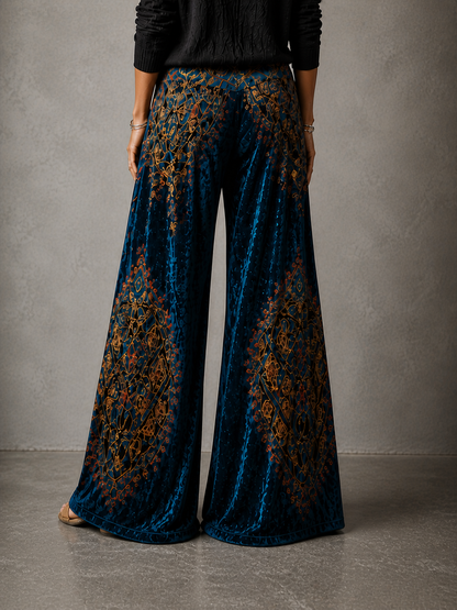 Maude | Women's Coastal Boho Relaxed Wide-Leg Trousers with Pockets