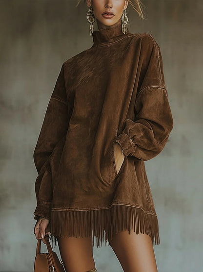 Mara | Women's Relaxed Cozy Fringe Mini Dress