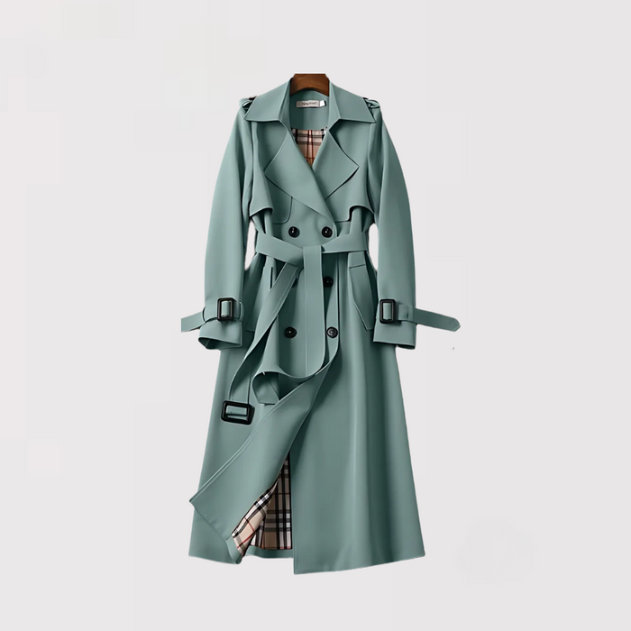 Valentina | Women's Checked Classic Trench Coat with Pockets