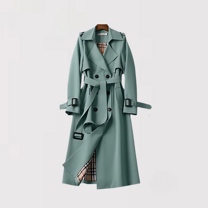 Valentina | Women's Checked Classic Trench Coat with Pockets