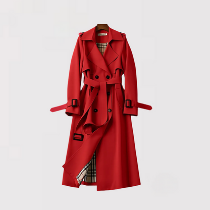 Valentina | Women's Checked Classic Trench Coat with Pockets