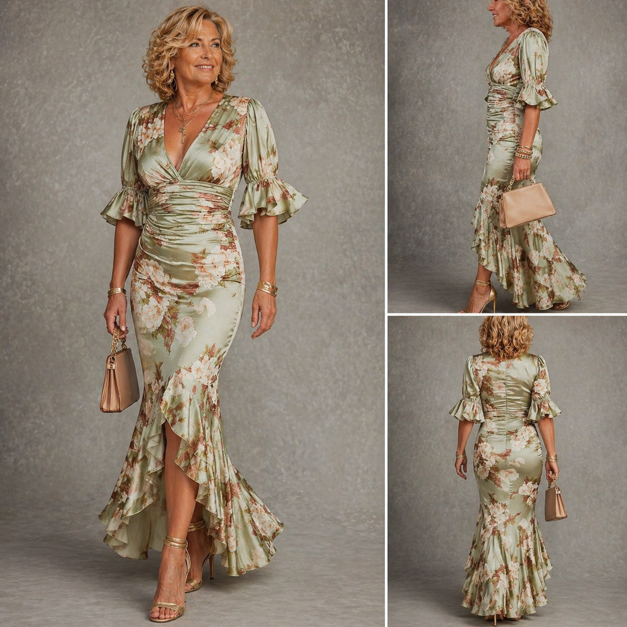Kassy | Women's Floral Chic Maxi Dress with Ruffle Detail and Ruching