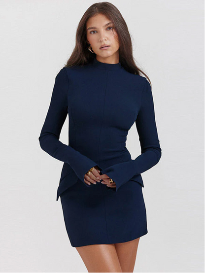 Silvia | Women's Dress with Lapels and Long Sleeve
