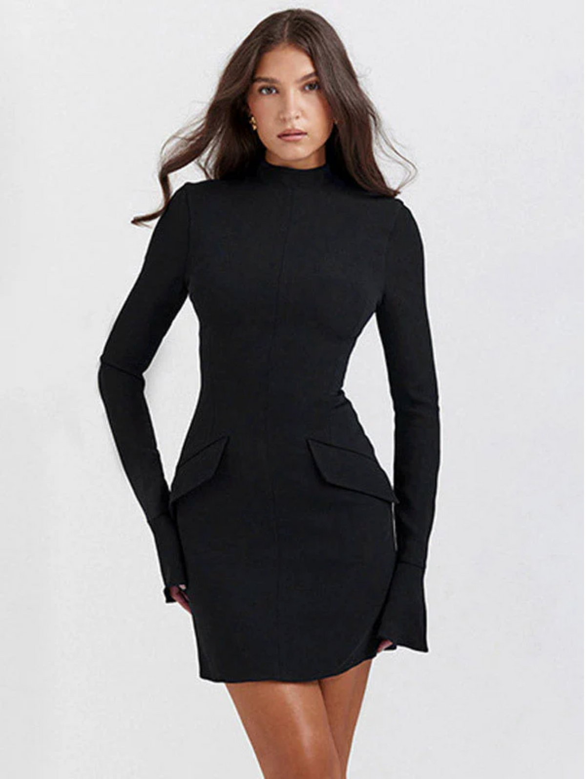 Silvia | Women's Dress with Lapels and Long Sleeve