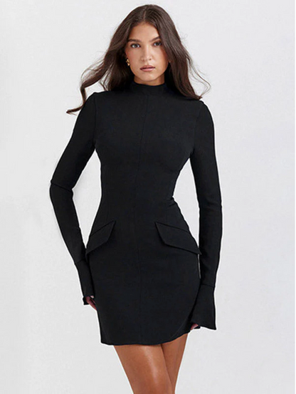 Silvia | Women's Dress with Lapels and Long Sleeve