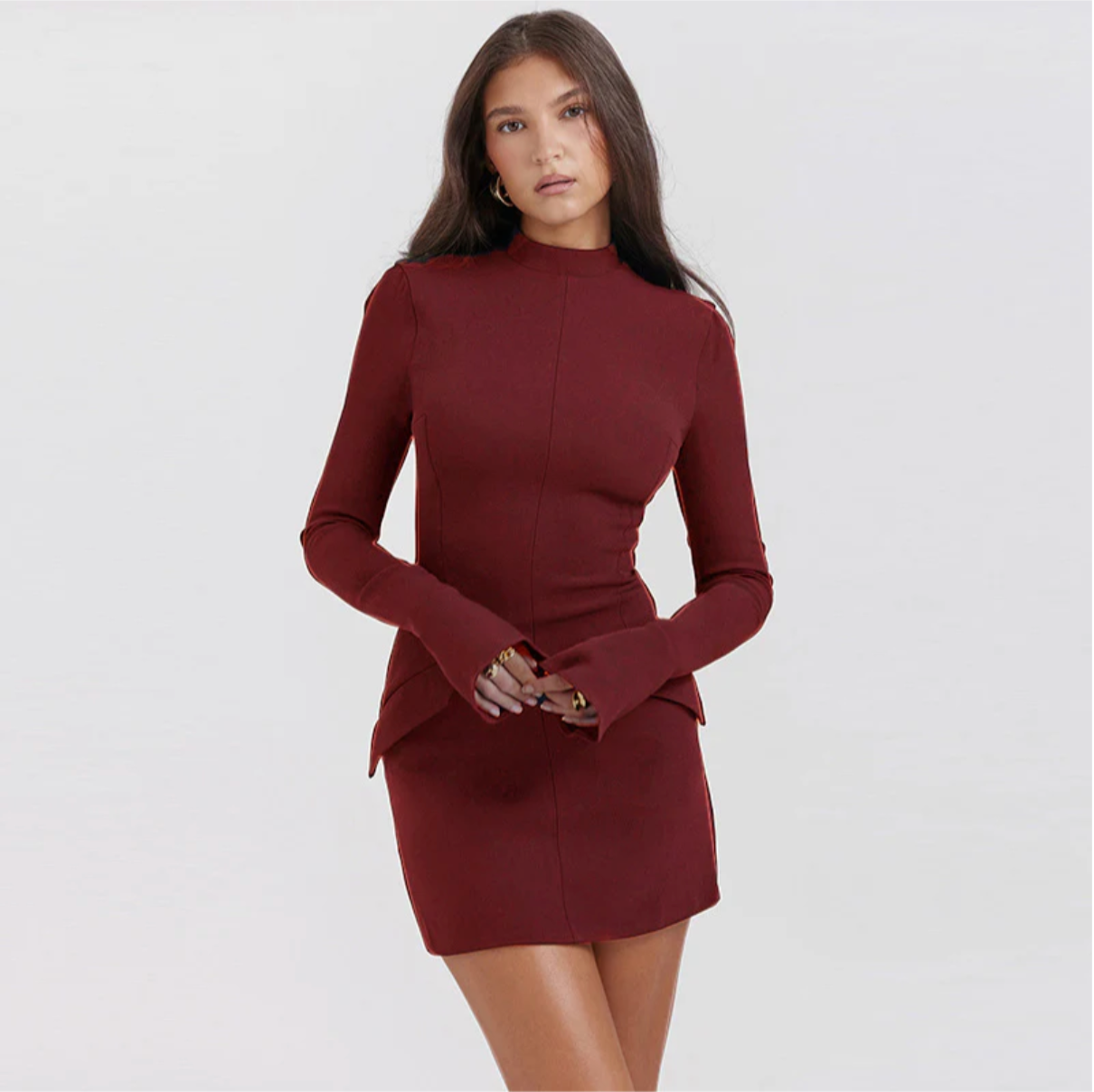 Silvia | Women's Dress with Lapels and Long Sleeve