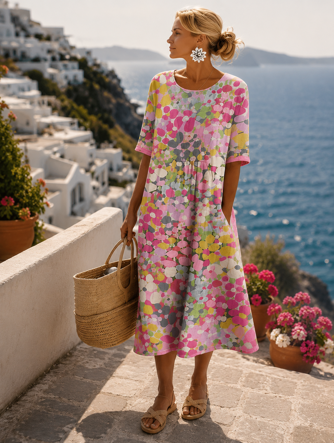 Elena | Women's Breezy Floral Midi Dress